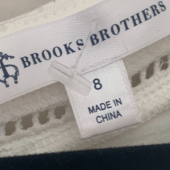 White Cotton Textured Stripe Brooks Brothers Dress - Picture 5 of 6